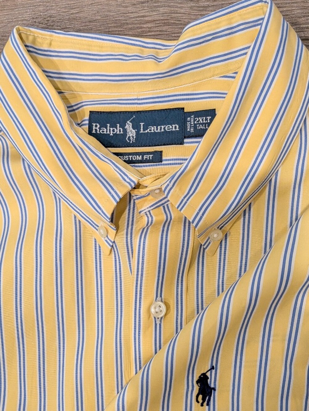 Ralph Lauren Custom Fit 2XLT Big & Tall yellow/blue Striped Button-Down shirts